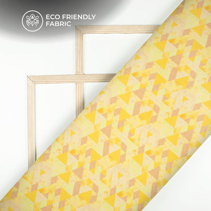 Yellow Geometric Digital Print Versatile Versatile Crepe Silk Fabric