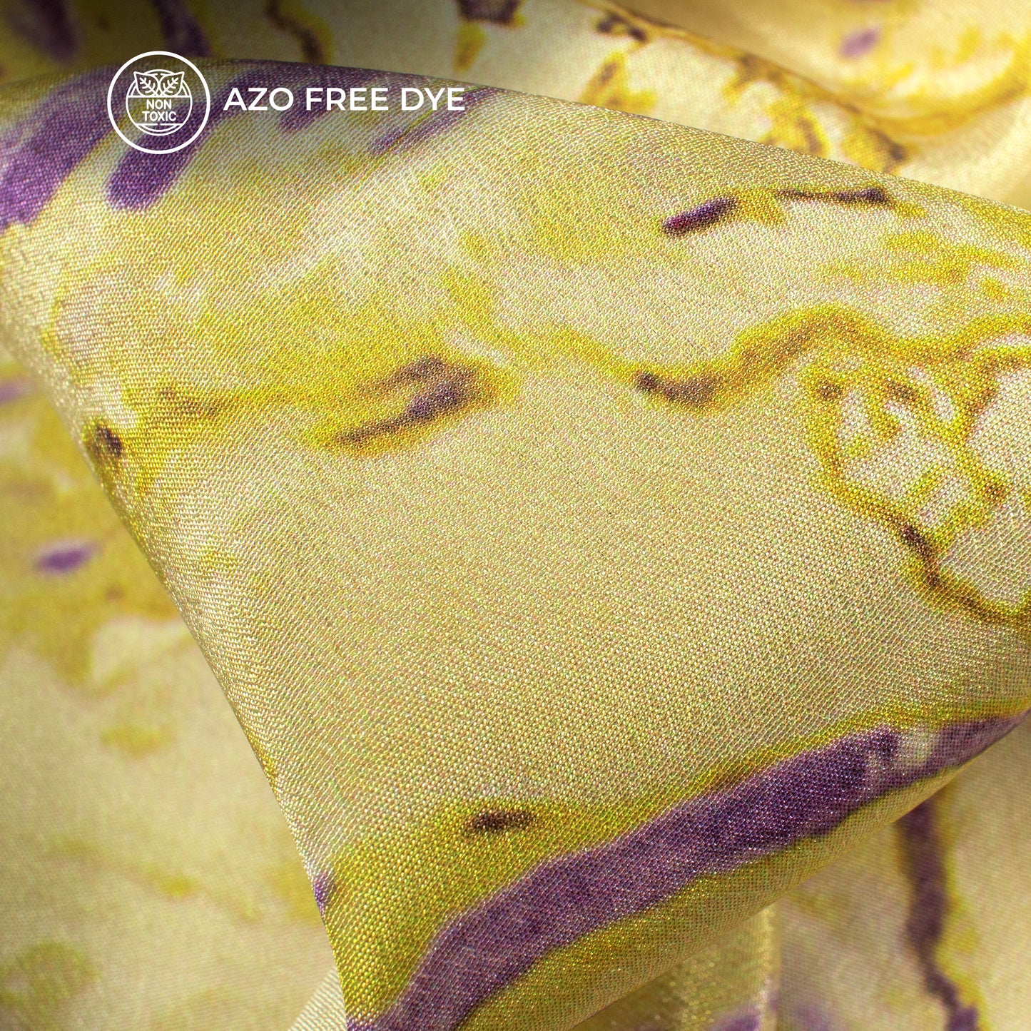 Attractive Yellow Marble Digital Print Versatile Crepe Silk Fabric