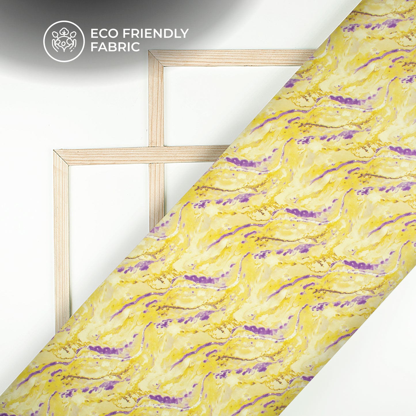 Attractive Yellow Marble Digital Print Versatile Crepe Silk Fabric