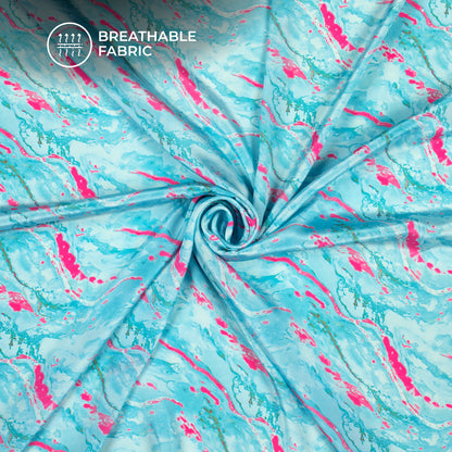 Lovely Blue Marble Digital Print Versatile Crepe Silk Fabric