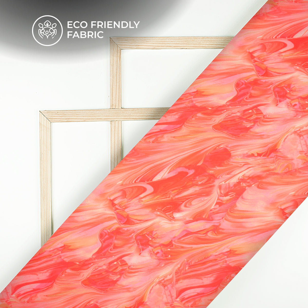 Glossy Red Marble Digital Print Versatile Crepe Silk Fabric