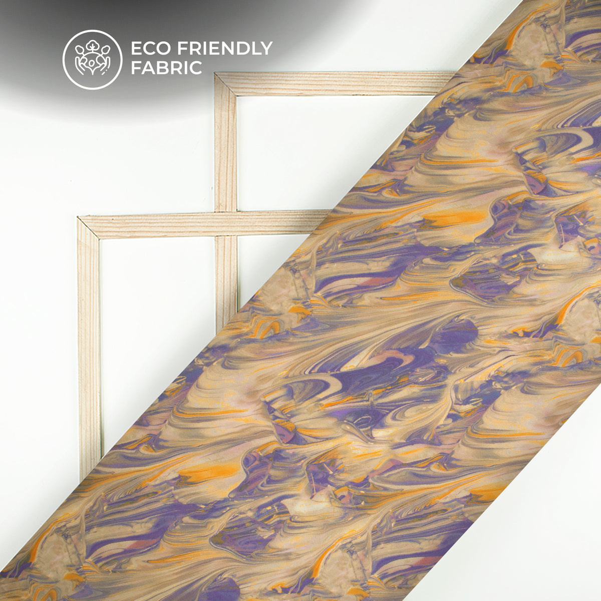 Glossy Purple Marble Digital Print Versatile Crepe Silk Fabric