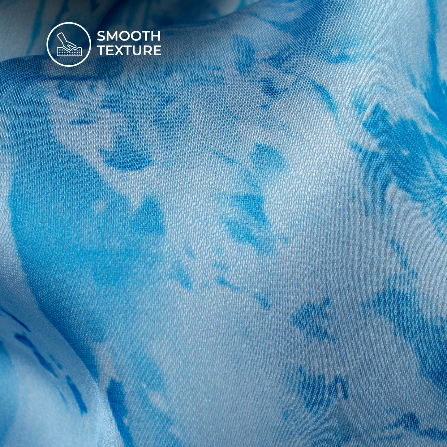 Vivid Sky Blue Abstract Digital Print Georgette Satin Fabric