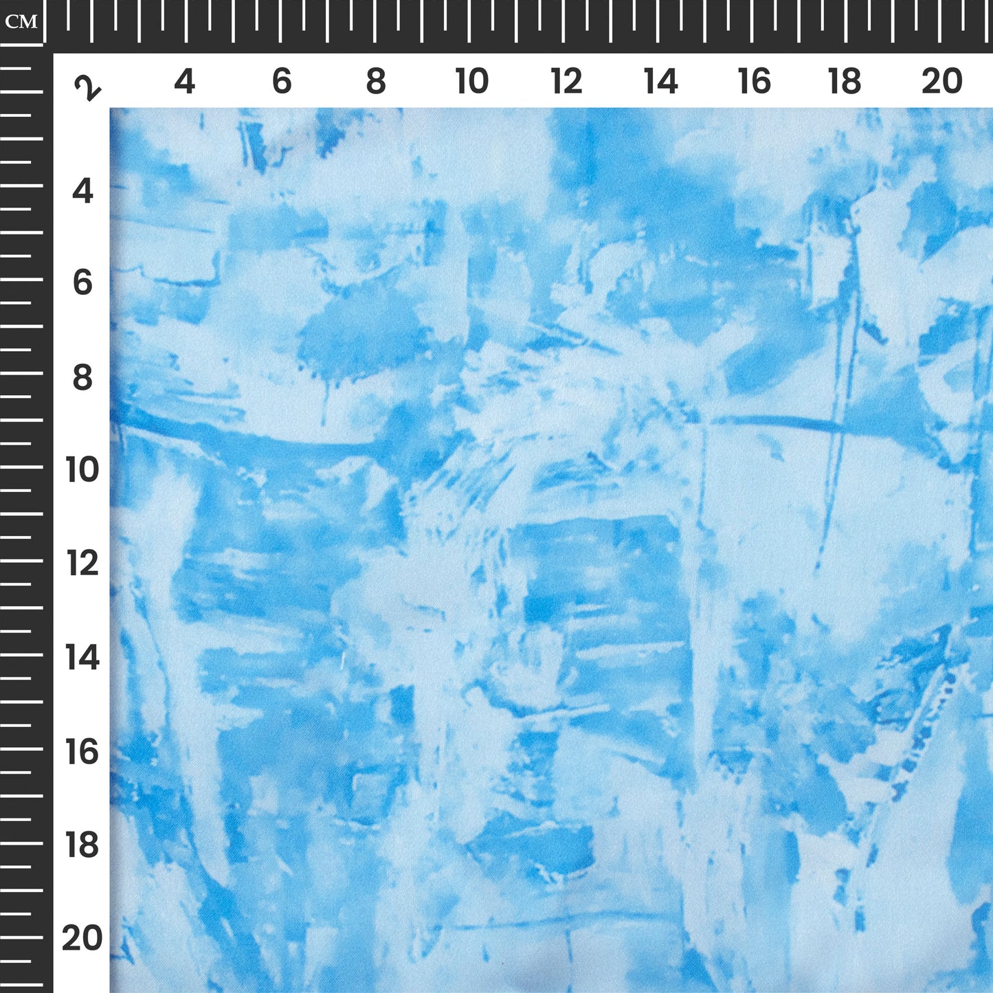 Vivid Sky Blue Abstract Digital Print Georgette Satin Fabric