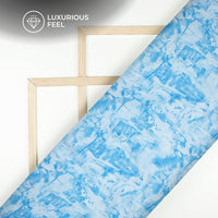 Vivid Sky Blue Abstract Digital Print Georgette Satin Fabric