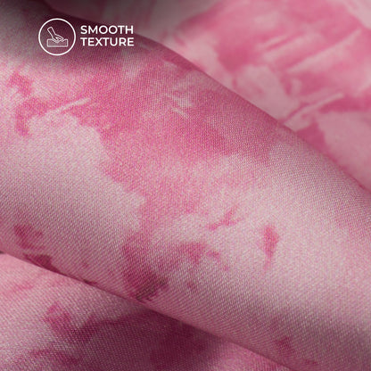 Dark Pink Blue Abstract Digital Print Georgette Satin Fabric