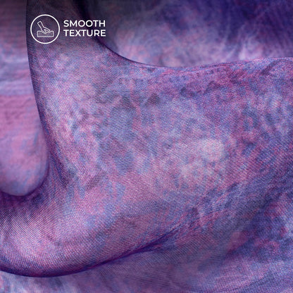 Violet Abstract Tye And Dye Digital Print Georgette Satin Fabric