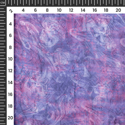 Violet Abstract Tye And Dye Digital Print Georgette Satin Fabric