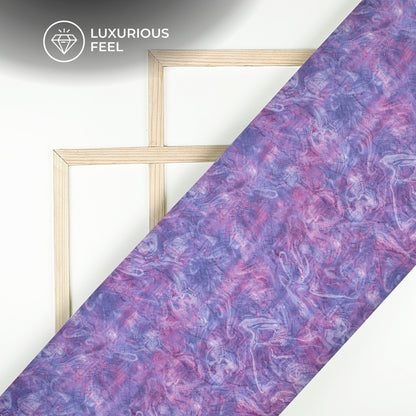 Violet Abstract Tye And Dye Digital Print Georgette Satin Fabric