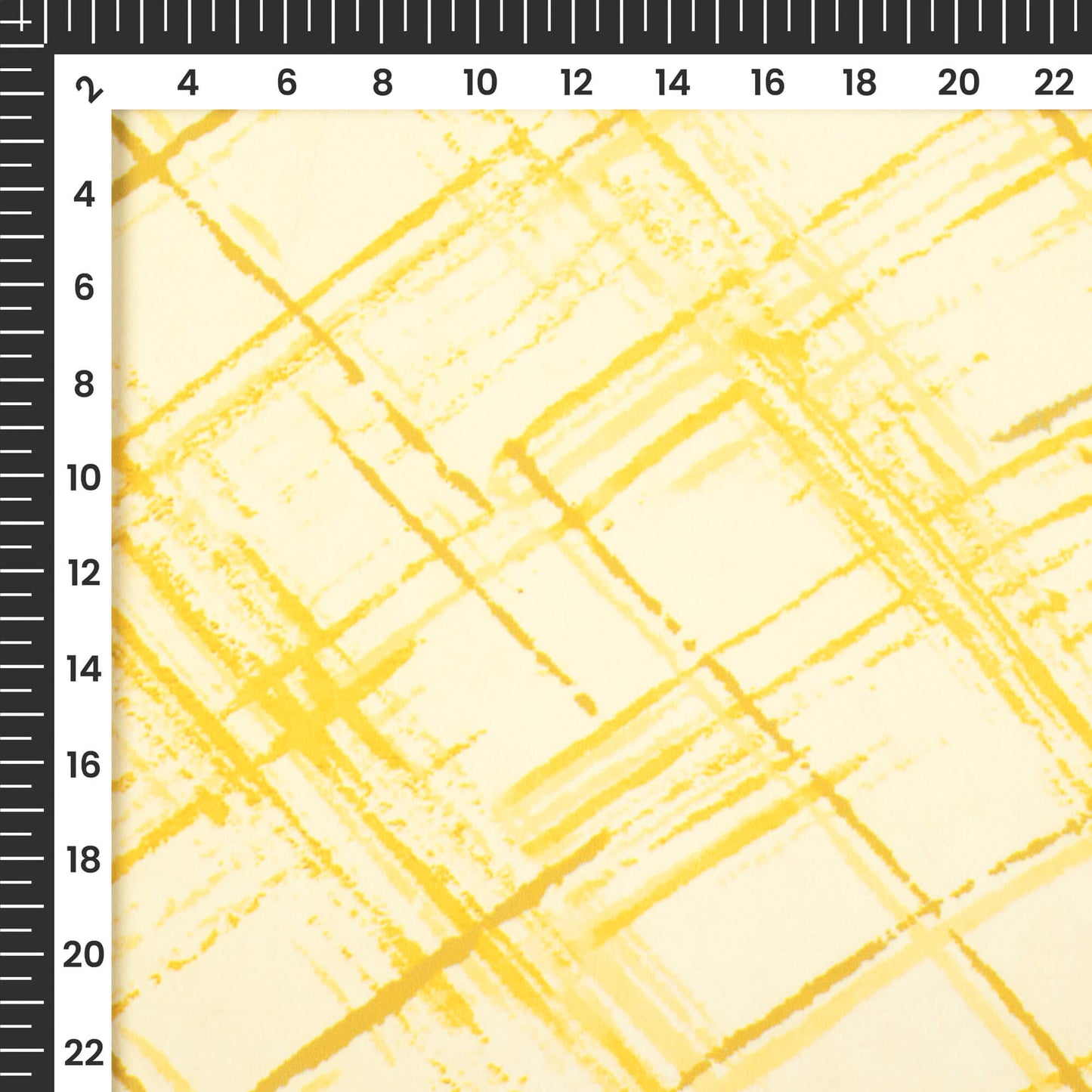 Yellow Checks Digital Print Imported Satin Fabric