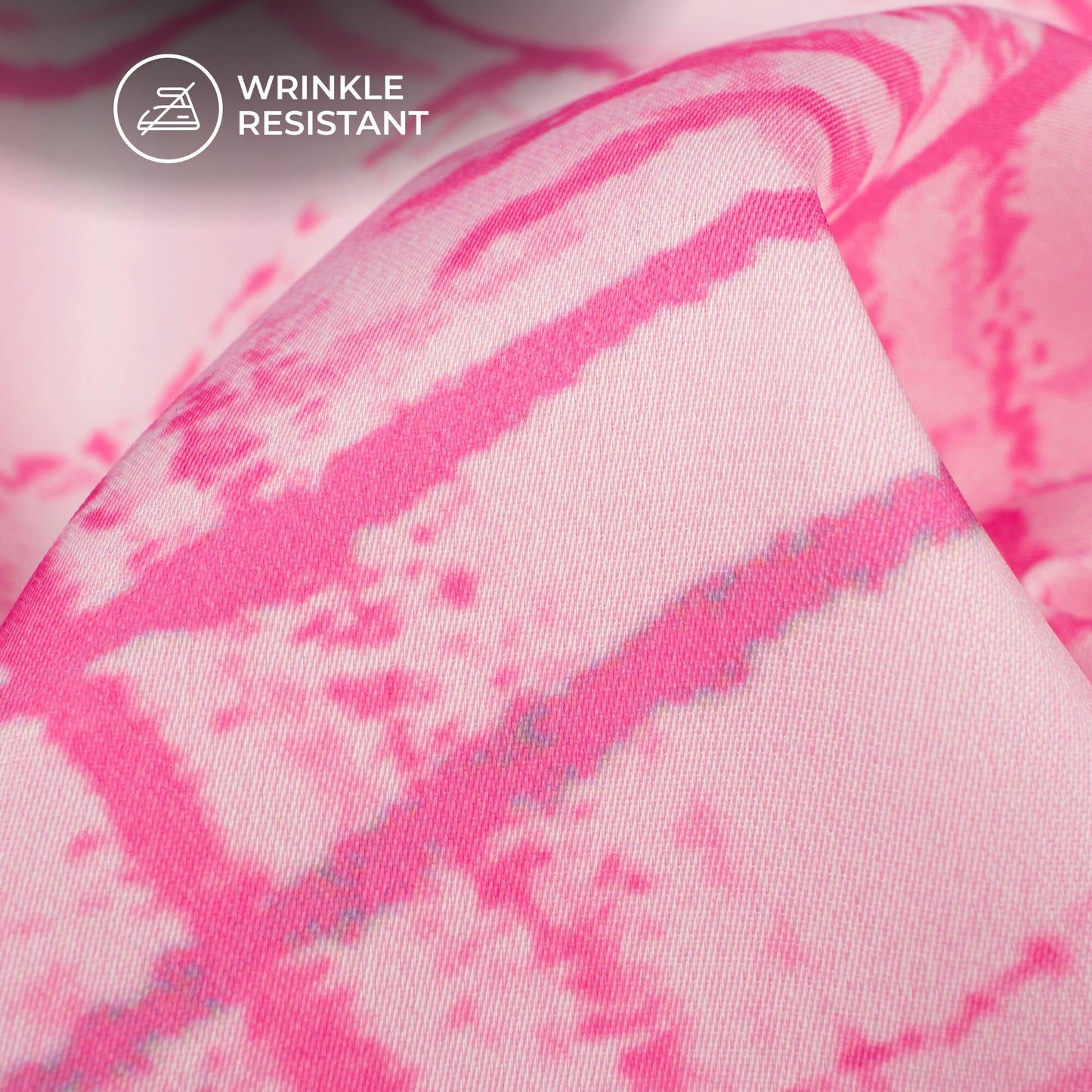 Fuscia Pink Checks Digital Print Imported Satin Fabric