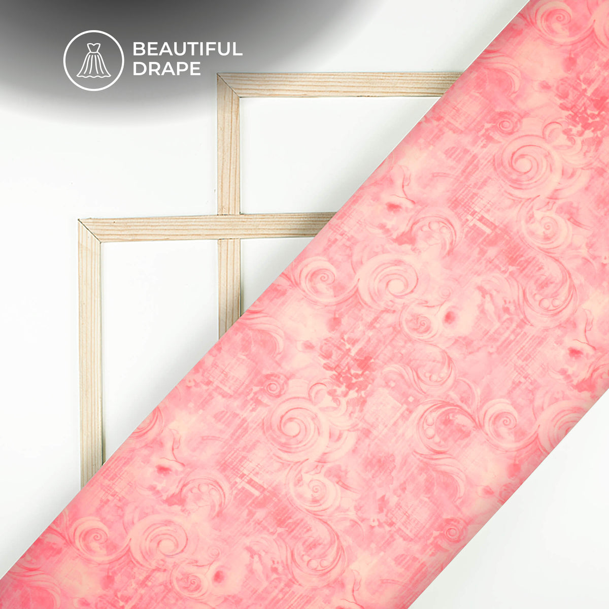 Pink Floral Digital Print Imported Satin Fabric