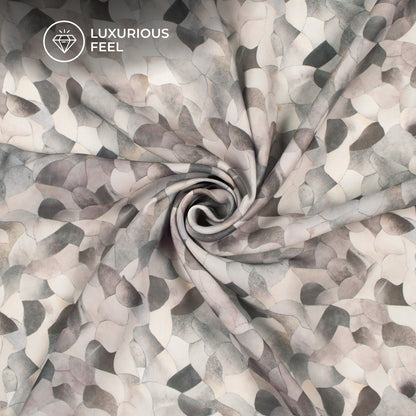 Vintage Gray Geometric Digital Print Imported Satin Fabric