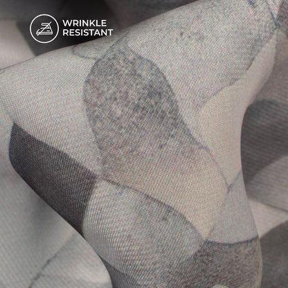 Vintage Gray Geometric Digital Print Imported Satin Fabric