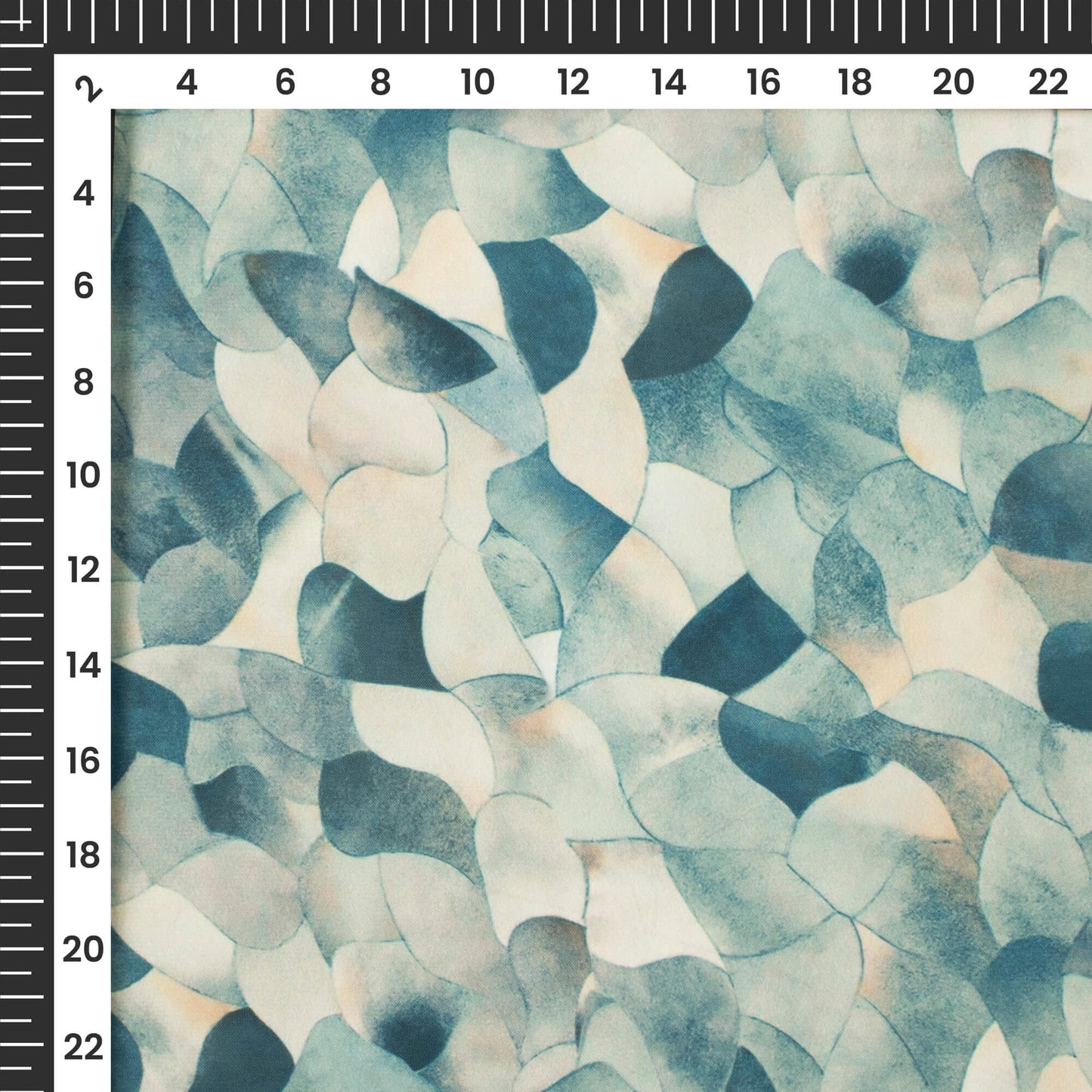 Aegean Blue Geometric Digital Print Imported Satin Fabric