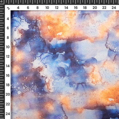 Blue Tye And Dye Digital Print Japan Satin Fabric