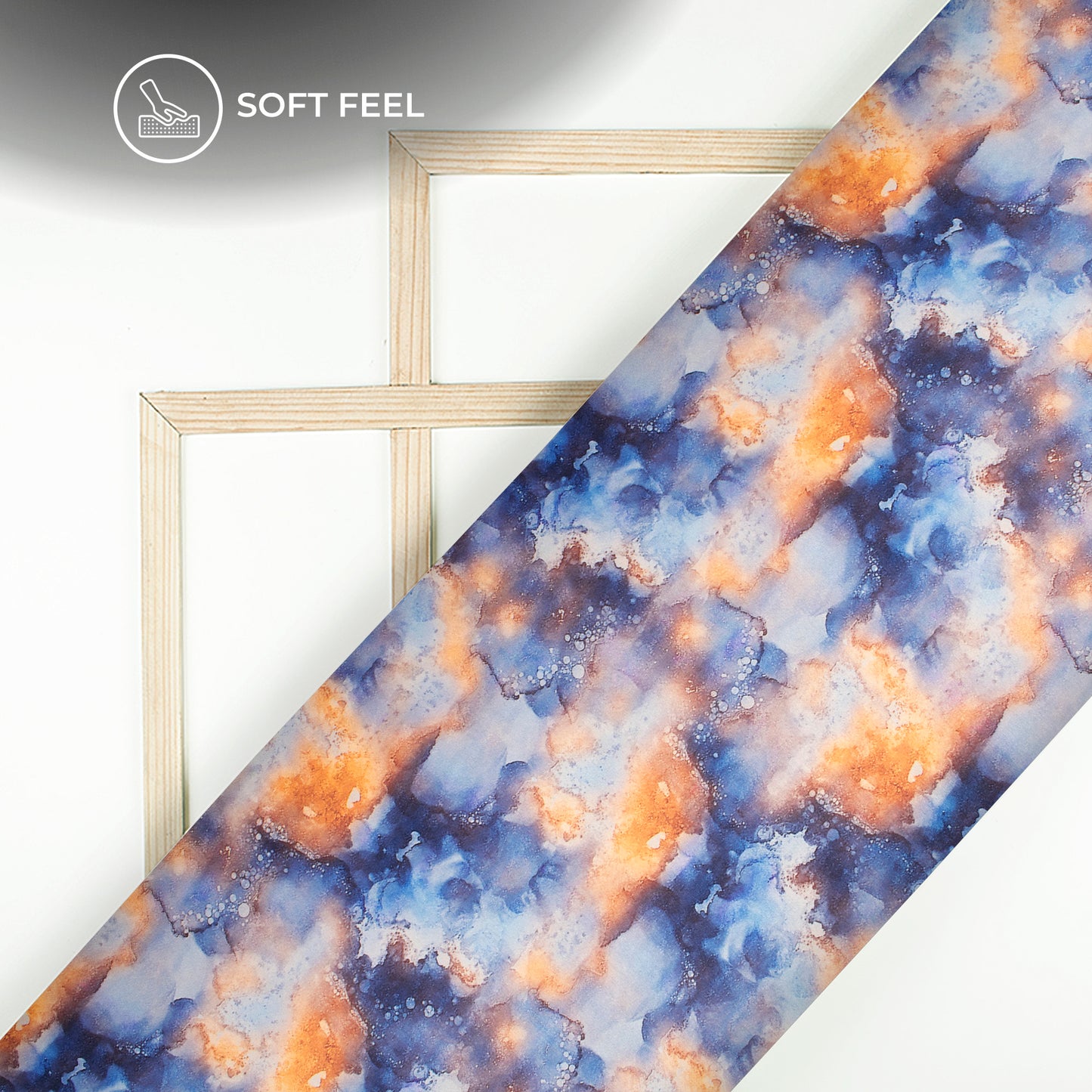 Blue Tie And Dye Digital Print Japan Satin Fabric