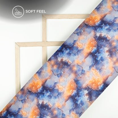 Blue Tye And Dye Digital Print Japan Satin Fabric