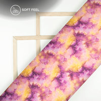 Mauve Purple Tye And Dye Digital Print Japan Satin Fabric
