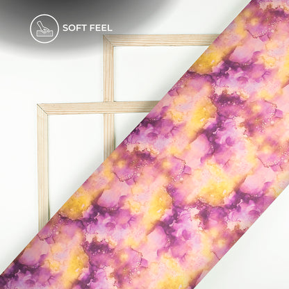 Mauve Purple Tye And Dye Digital Print Japan Satin Fabric