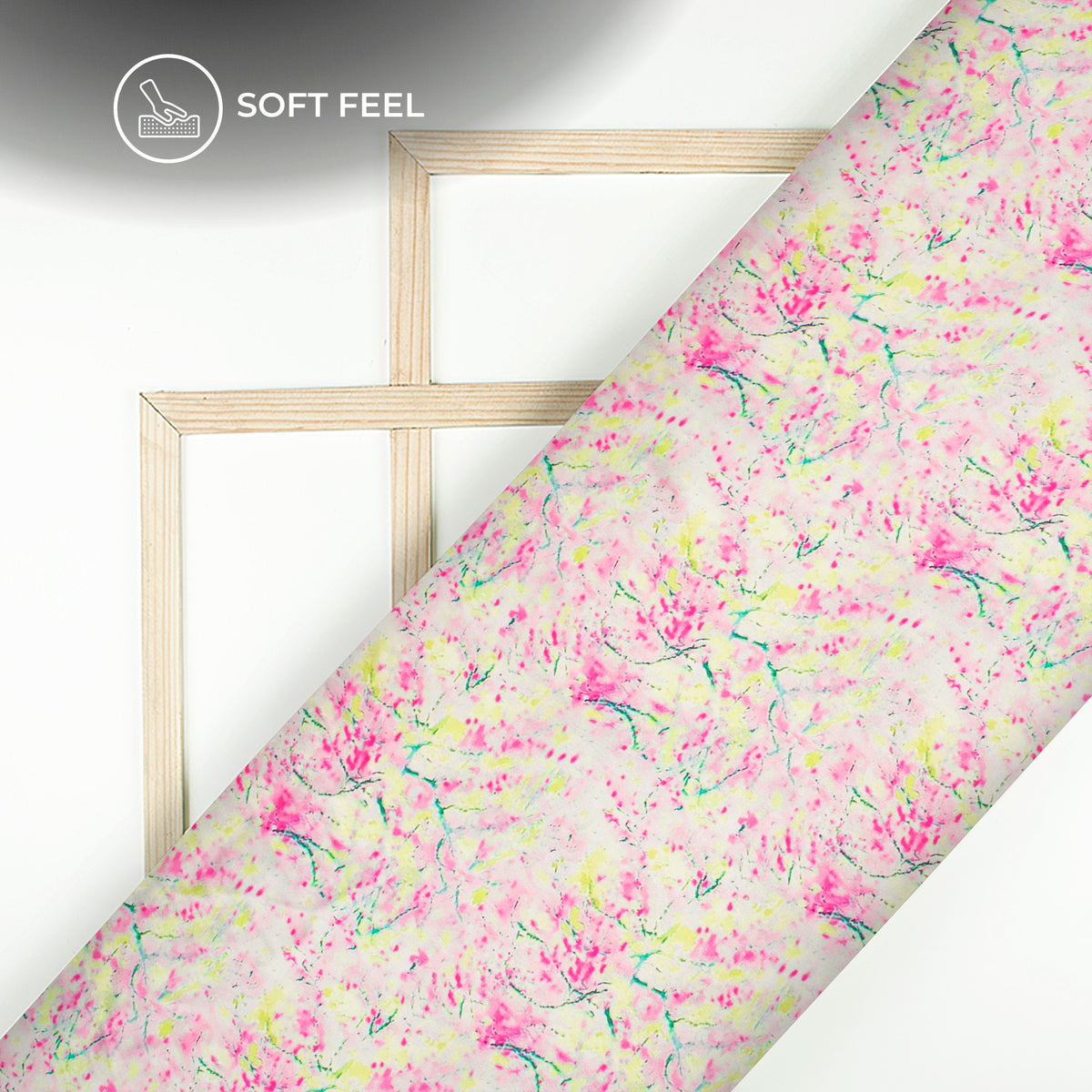 Fuscia Pink Tye And Dye Digital Print Japan Satin Fabric