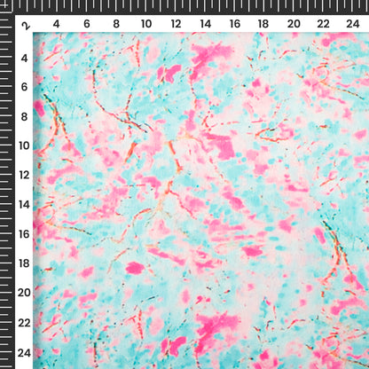 Sky Blue Tye And Dye Digital Print Japan Satin Fabric
