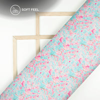 Sky Blue Tye And Dye Digital Print Japan Satin Fabric