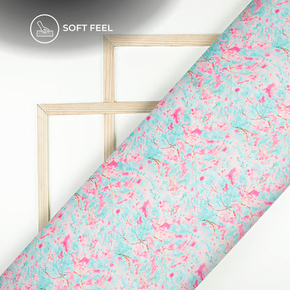 Sky Blue Tye And Dye Digital Print Japan Satin Fabric