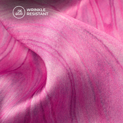 Fuscia Pink Abstract Digital Print Japan Satin Fabric