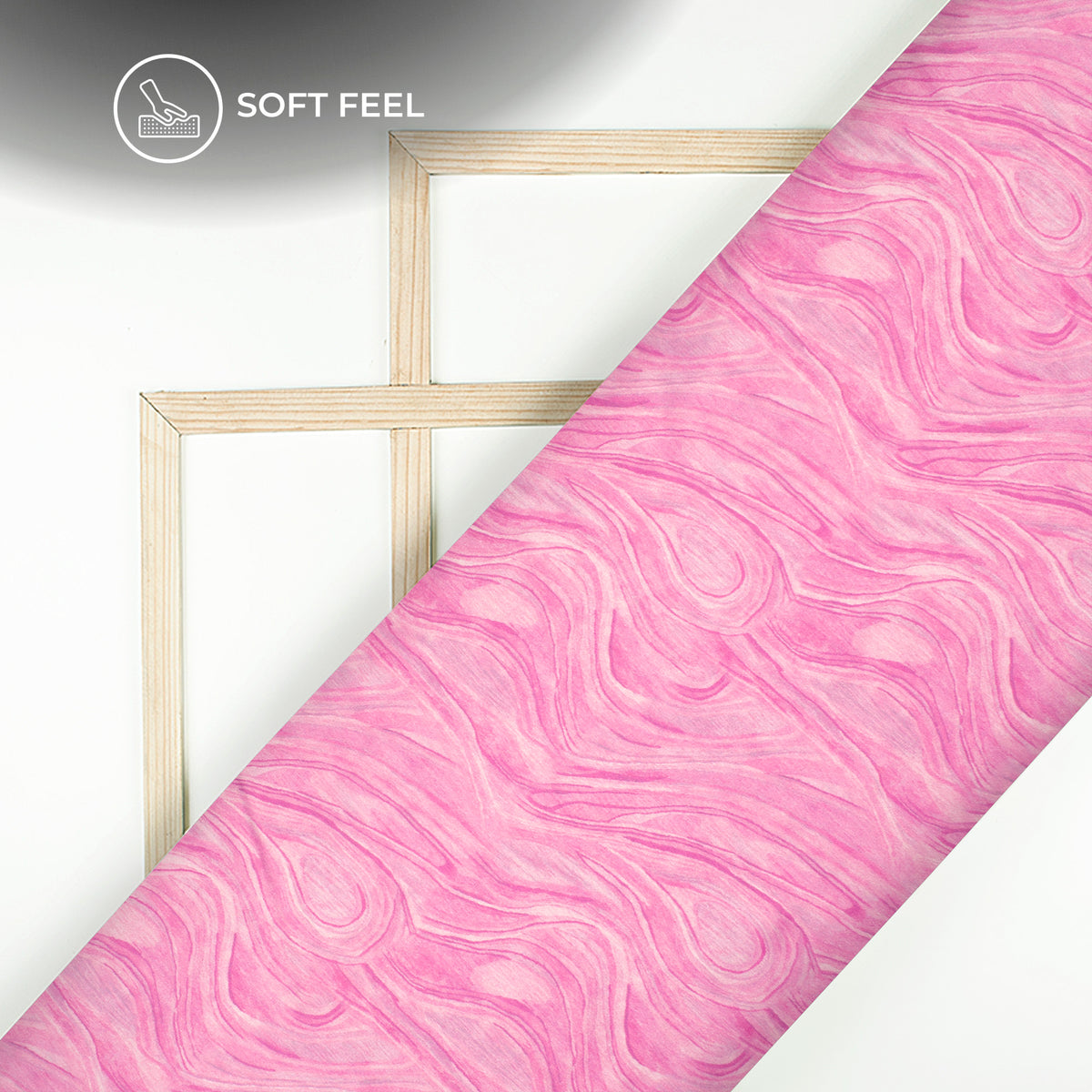 Fuscia Pink Abstract Digital Print Japan Satin Fabric