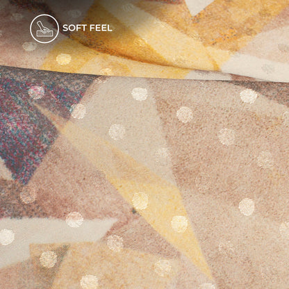 Light Gold Abstract Digital Print Jacquard Booti Japan Satin Fabric (Width 56 Inches)