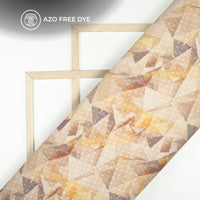 Light Gold Abstract Digital Print Jacquard Booti Japan Satin Fabric (Width 56 Inches)