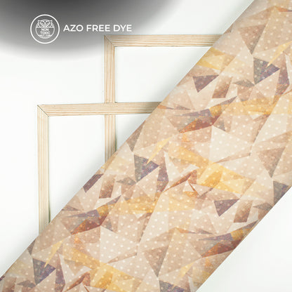 Light Gold Abstract Digital Print Jacquard Booti Japan Satin Fabric (Width 56 Inches)