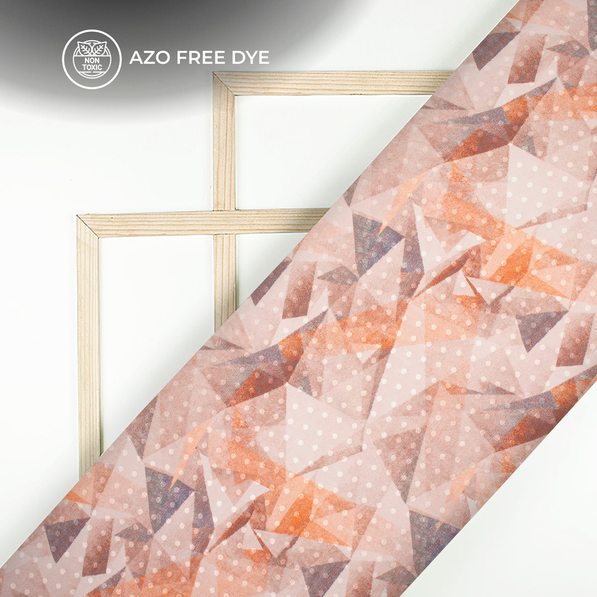 Dusty Orange Abstract Digital Print Jacquard Booti Japan Satin Fabric (Width 56 Inches)
