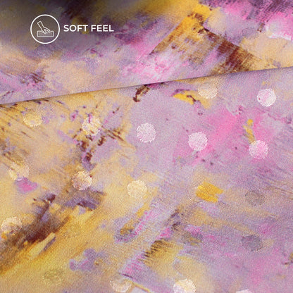 Light Purple Tye And Dye Digital Print Jacquard Booti Japan Satin Fabric (Width 56 Inches)