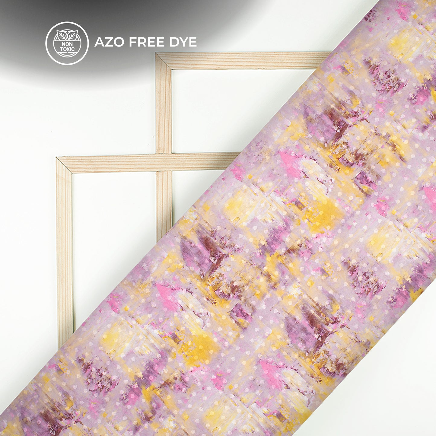 Light Purple Tie And Dye Digital Print Jacquard Booti Japan Satin Fabric (Width 56 Inches)