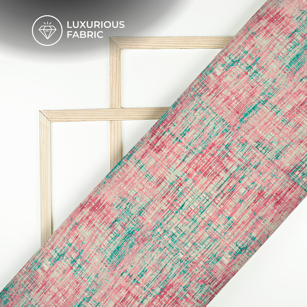 Watermelon Pink Abstract Digital Print Modal Satin Fabric