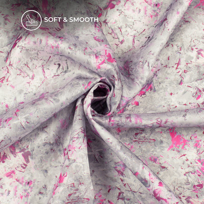 Silver Gray Floral Digital Print Modal Satin Fabric