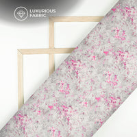 Silver Gray Floral Digital Print Modal Satin Fabric