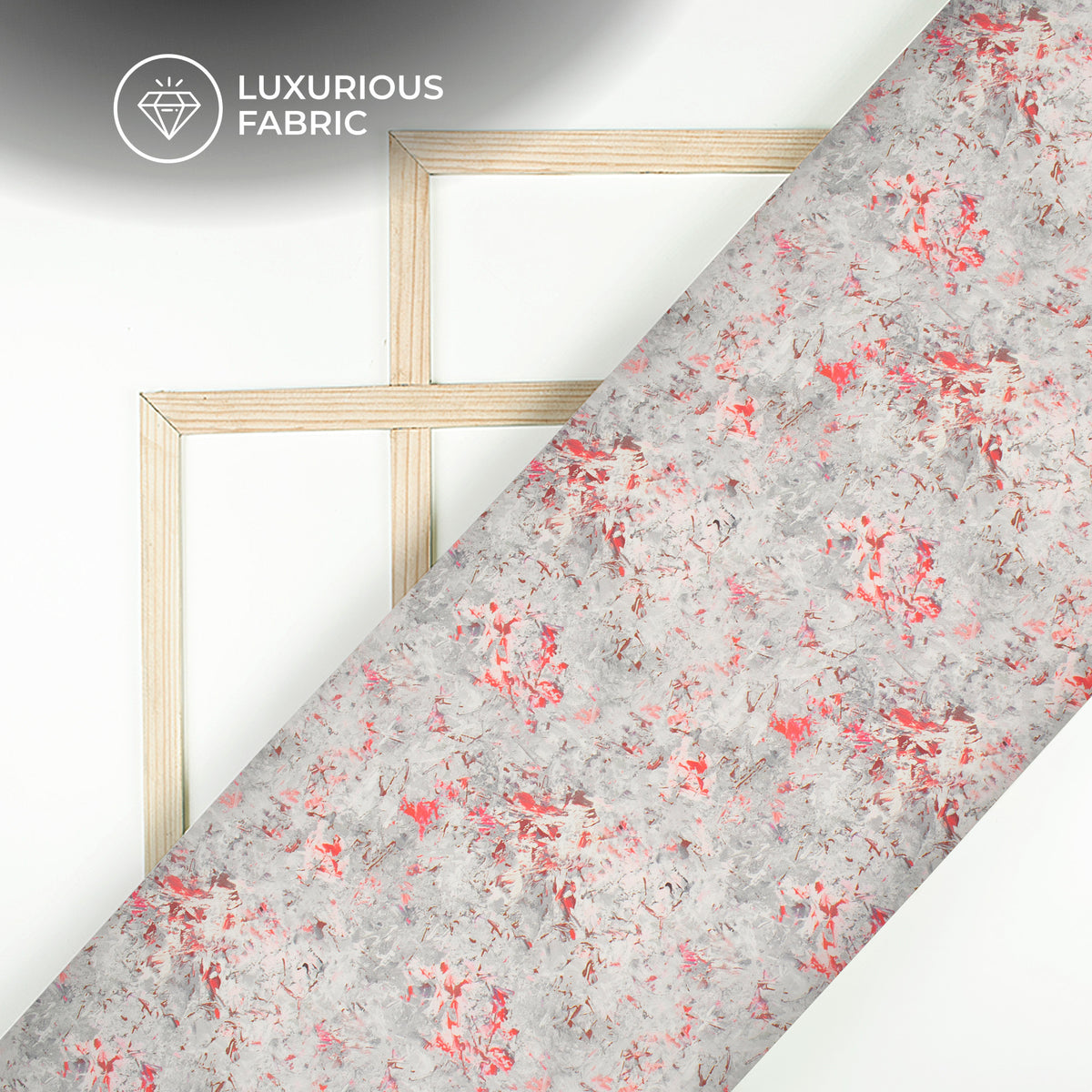 Gray Floral Digital Print Modal Satin Fabric