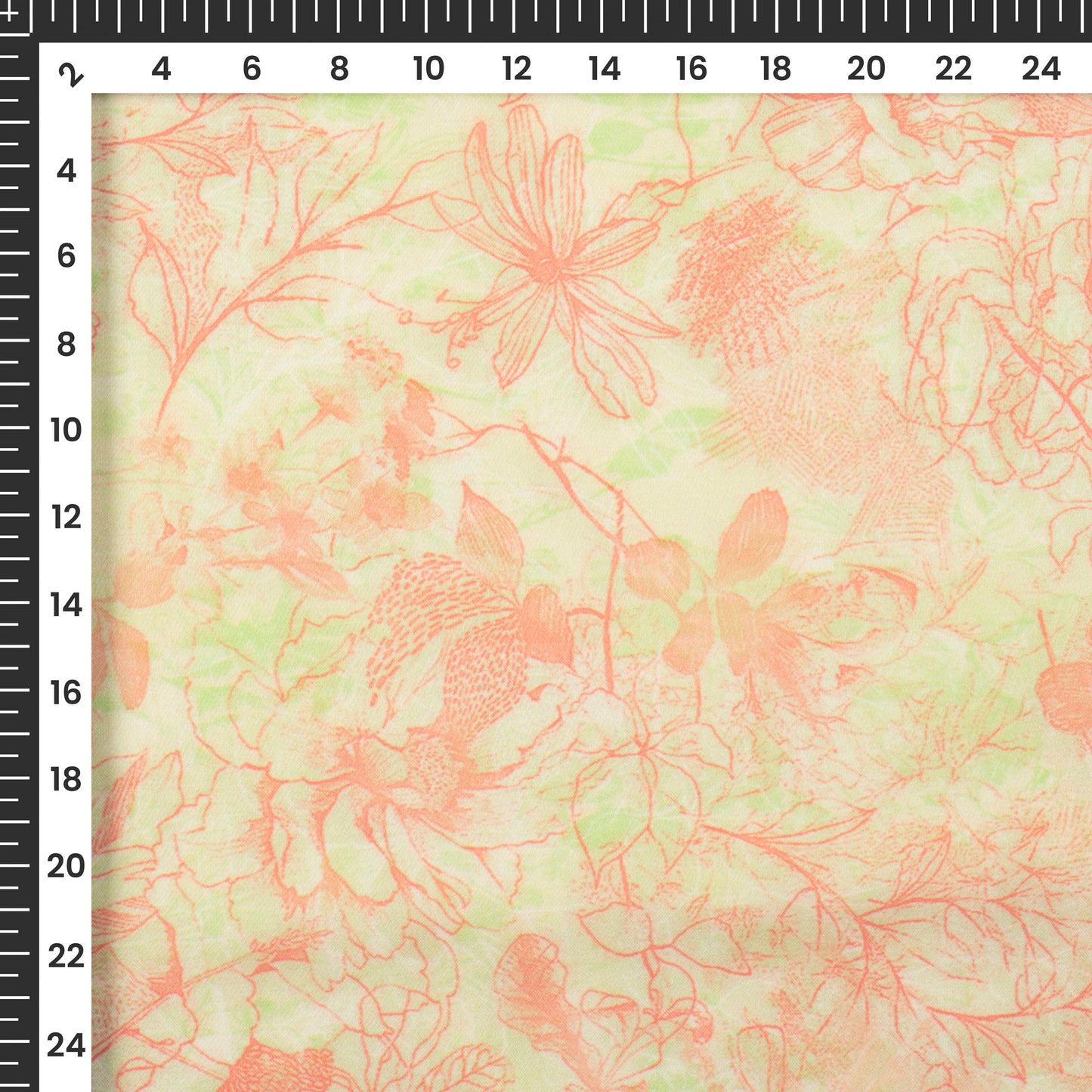 Peach Pink Floral Digital Print Modal Satin Fabric