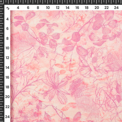Blush Pink Floral Digital Print Modal Satin Fabric