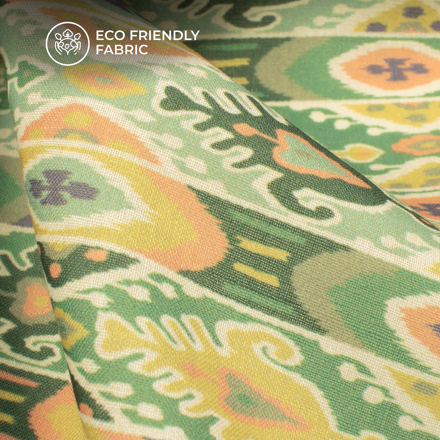 Green Stripe Digital Print Poly Cambric Fabric