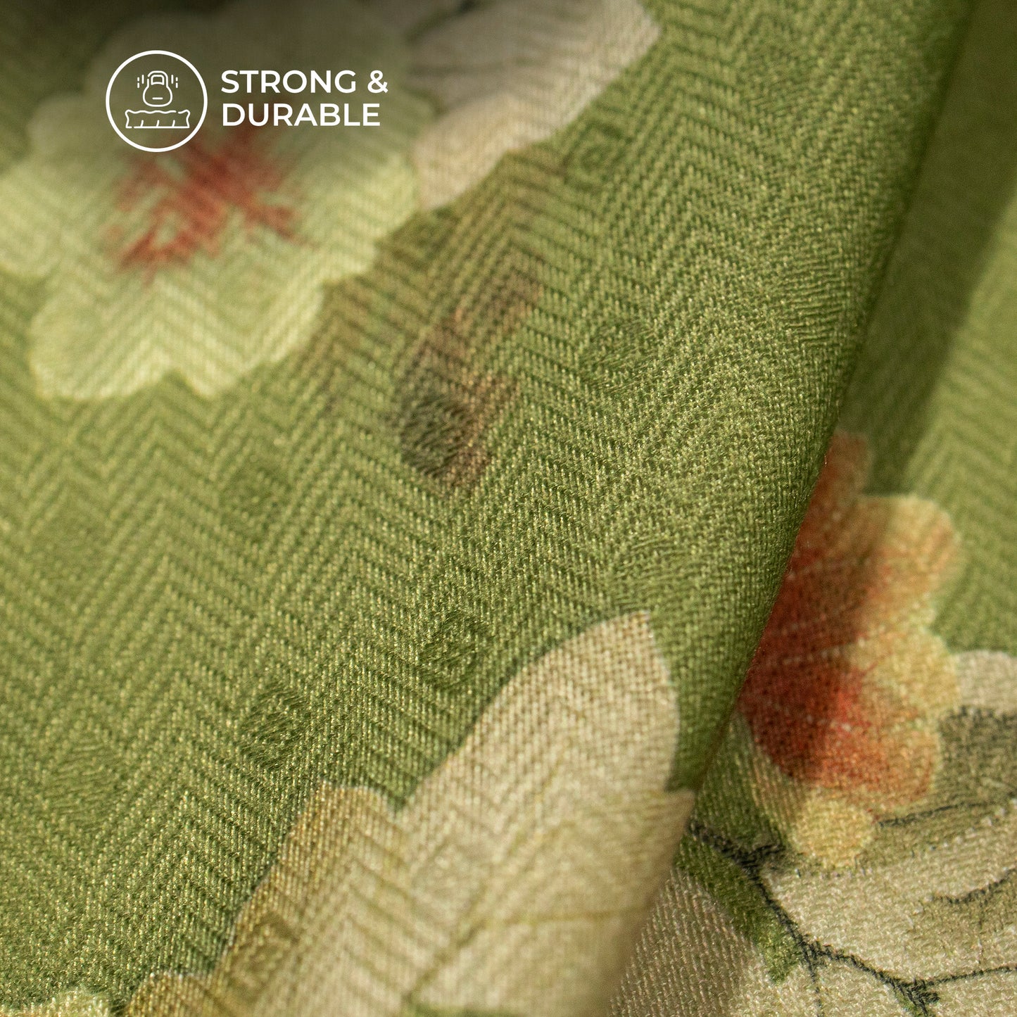 Apple Green Floral Digital Print Blend Pashmina Fabric