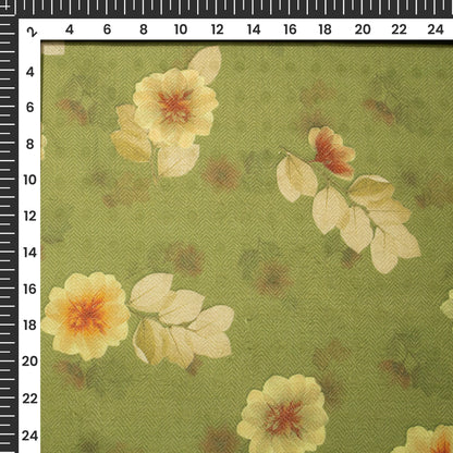 Apple Green Floral Digital Print Blend Pashmina Fabric