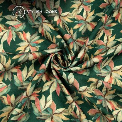 Castleton Green Floral Digital Print Blend Pashmina Fabric