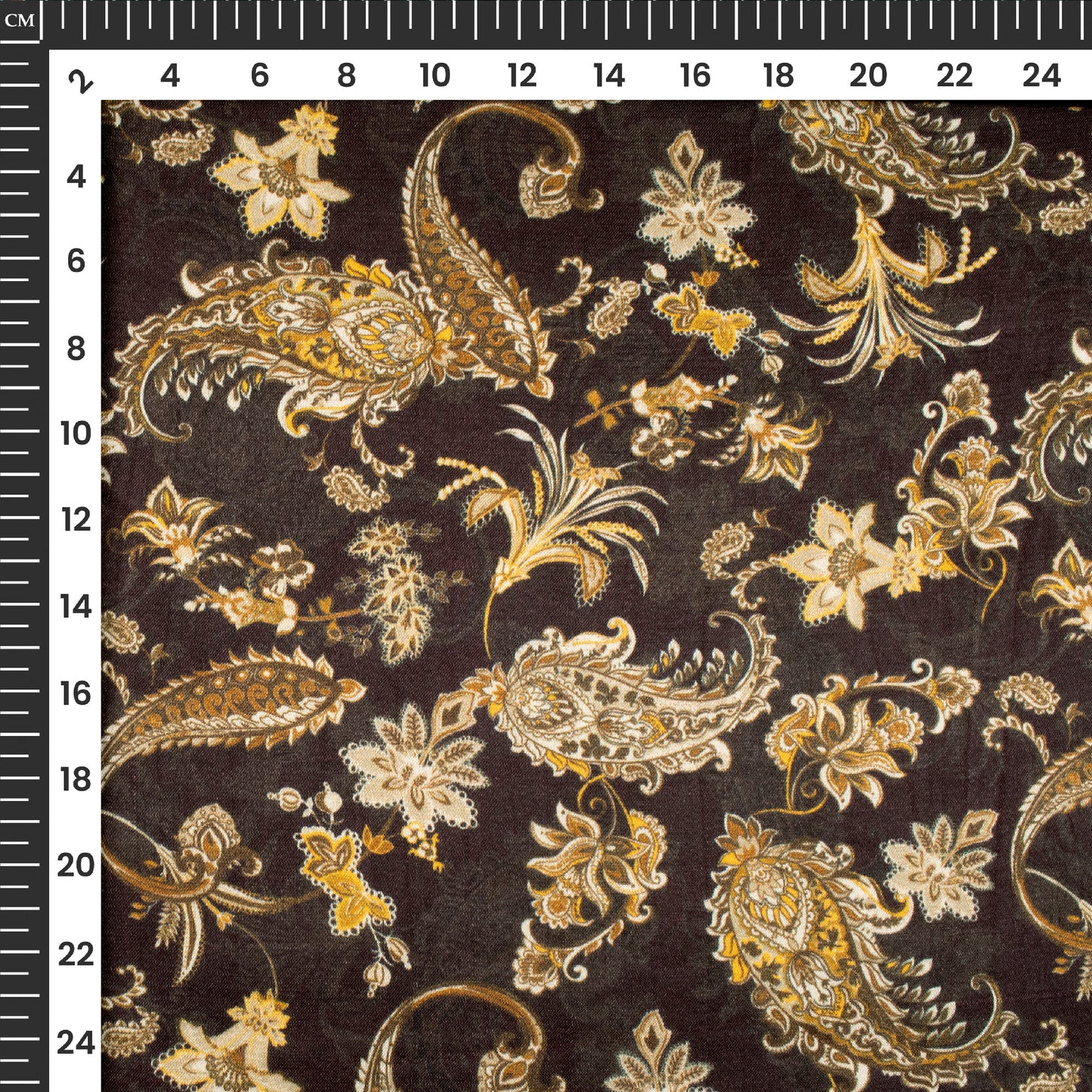 Brown Paisley Digital Print Viscose Gaji Silk Fabric