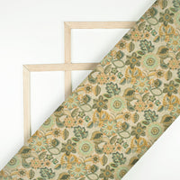 Golden Yellow Floral Digital Print Viscose Georgette Fabric