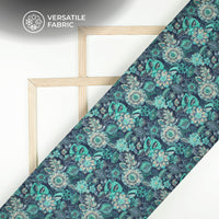 Seafoam Green Floral Digital Print Viscose Muslin Fabric
