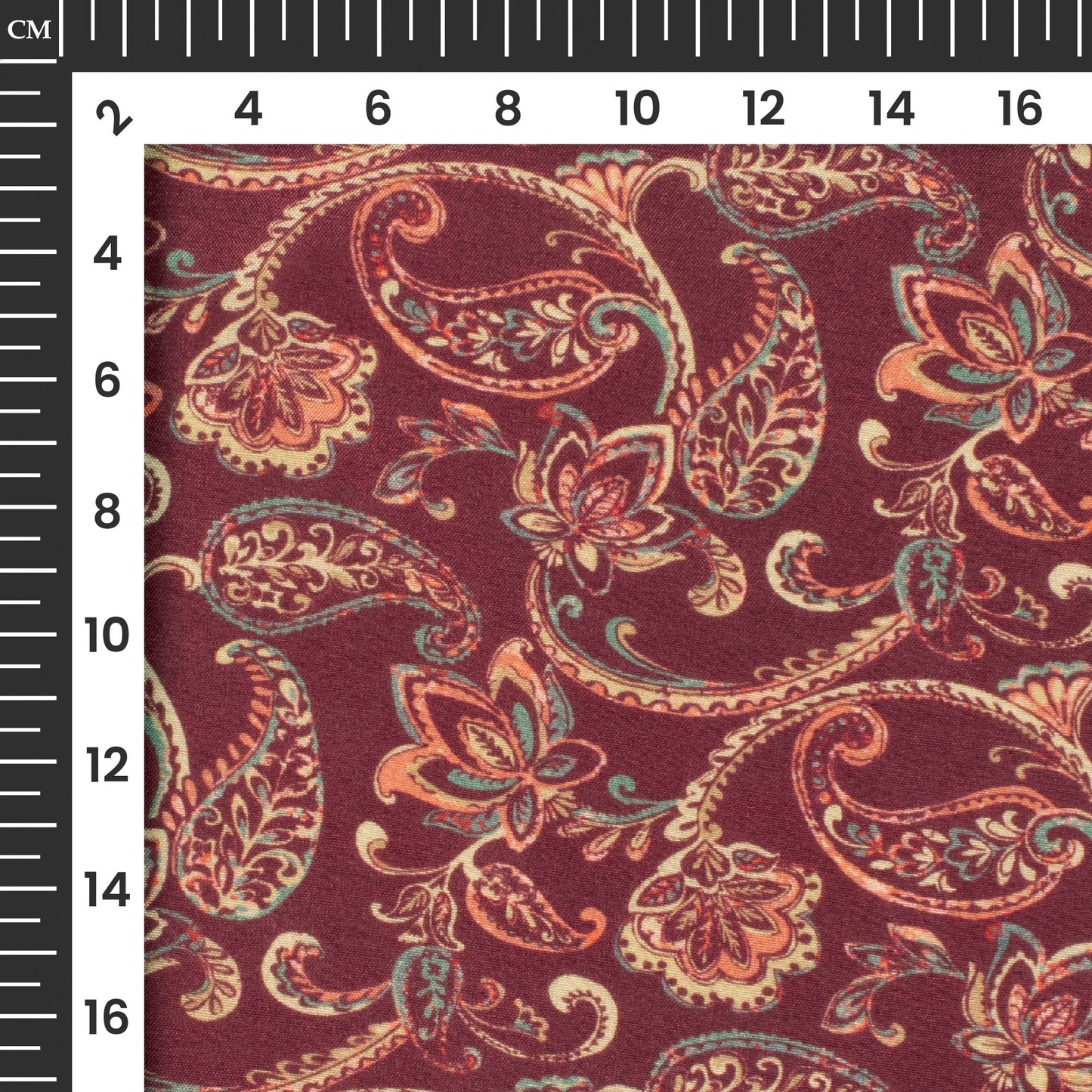 Cinnaman Brown Paisley Digital Print Viscose Muslin Fabric